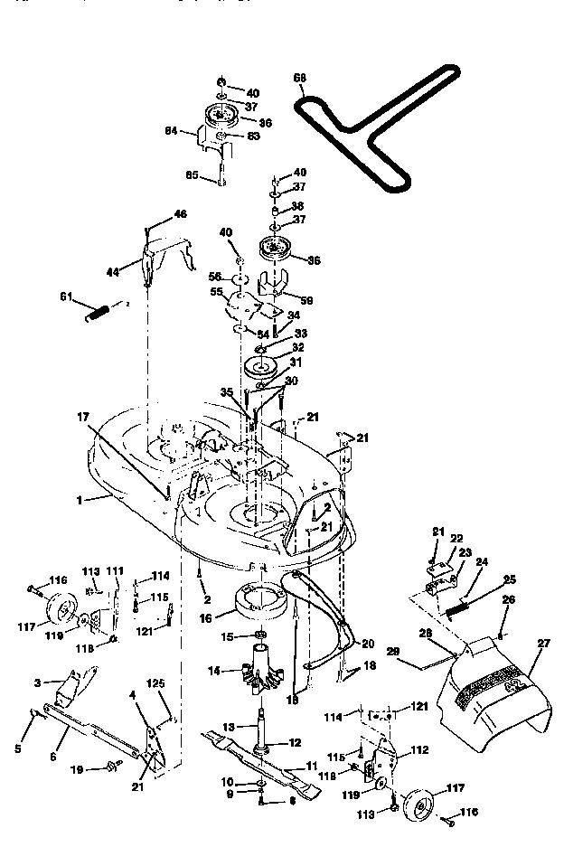 Mower deck Diagram and Parts List for HD19H42A  Weed Eater Lawn Tractor